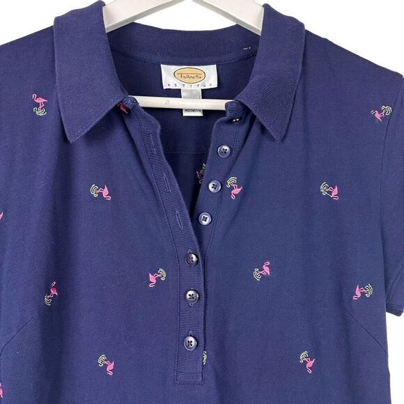 Talbots Embroidered Flamingo Polo Dress size Small Petite - Picture 3 of 5